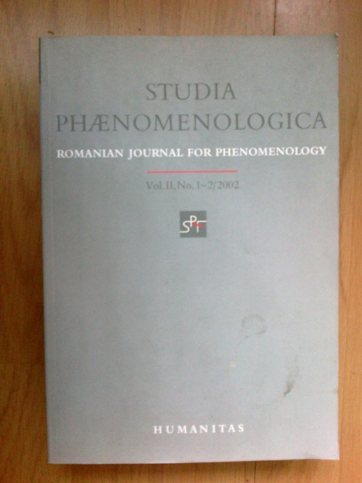 e0a Studia Phaenomenologica - Vol. II, No. 1-2/ 2002 (texte in mai multe limbi)