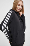 Adidas bluză femei, culoarea negru, cu glugă, cu imprimeu HZ5743