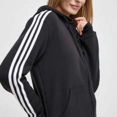 adidas bluză femei, culoarea negru, cu glugă, cu imprimeu HZ5743