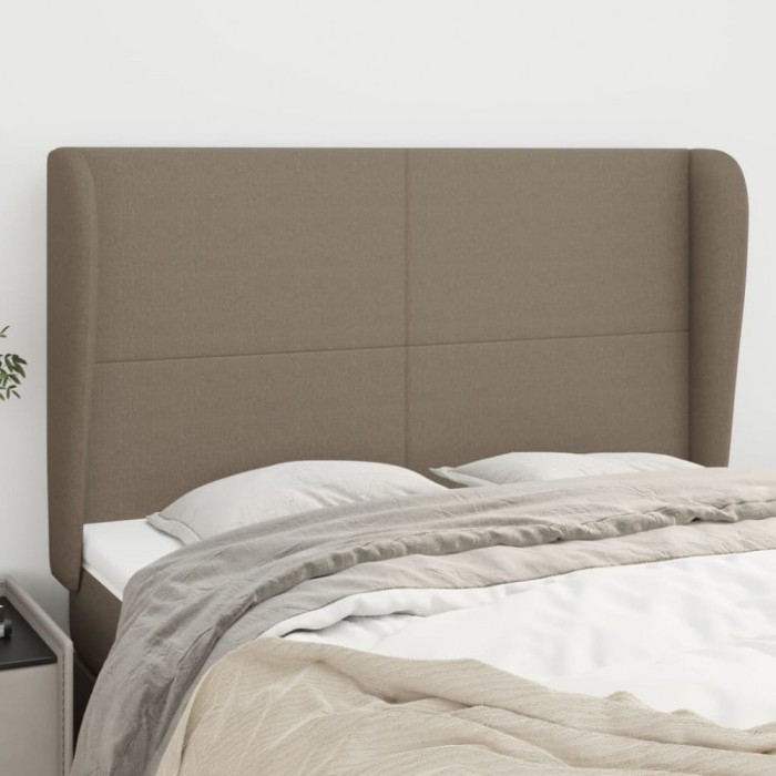 vidaXL Tăblie de pat cu aripioare gri taupe 147x23x118/128 cm textil 3117678