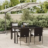VidaXL Set mobilier de grădină cu perne, 5 piese, negru, poliratan