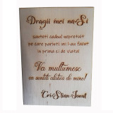 Mesaj personalizat ocazie speciala, lemn, suport auriu, 20&times;30 cm, Artemis Gift