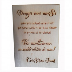 Mesaj personalizat ocazie speciala, lemn, suport auriu, 20×30 cm, Artemis Gift