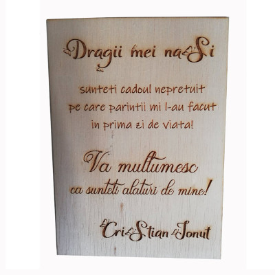 Mesaj personalizat ocazie speciala, lemn, suport auriu, 20&amp;times;30 cm, Artemis Gift foto