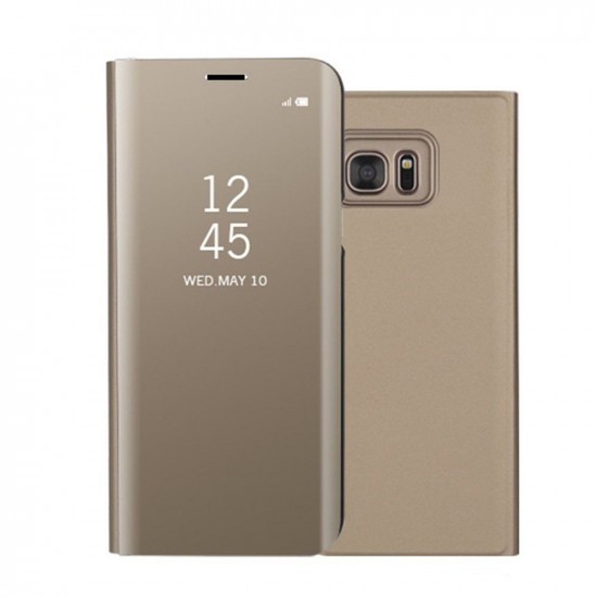 Husa samsung galaxy a3 2017 flip cover oglinda auriu