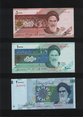 Set Iran 5000+10000+20000 rials unc foto