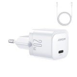 Incarcator Joyroom JR-TCF02, USB-C, 20W, alb, cu cablu USB-C de 1m
