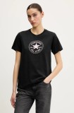 Converse tricou din bumbac femei, culoarea negru, 10028412-A01