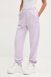 Rotate pantaloni de trening din bumbac culoarea violet, neted, 1134241813