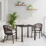 vidaXL Set de masă pentru grădină 3 pcs Maro Rattan poli