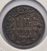 Elvetia 1 Franc 1920 moneda din argint km # 24 AG. 835 Helvetia stand in picioare, Europa