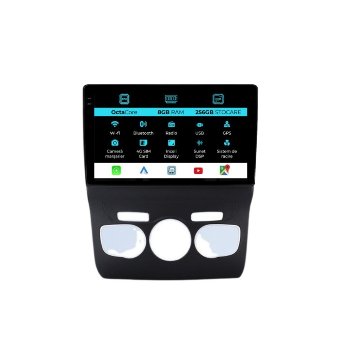 Navigatie Dedicata Citroen C4L (2013-2016), 9Inch, 8Gb Ram, 256Gb Stocare, Carplay