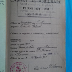 Mehedinti Turnu Severin Carnet de Asigurare 1934