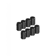 Set 8 capace hexagonale negre pentru valva auto, aliaj aluminiu, lungime 1.8 cm