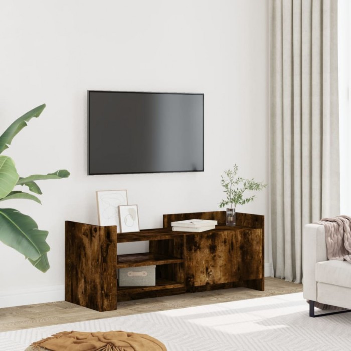 vidaXL Comodă TV, stejar fumuriu, 100x35x40 cm, lemn prelucrat 848378