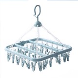 Uscator de rufe flippy, 32 de cleme, plastic, pliabil, rotire 360 grade, 32x32 cm, albastru