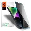 Folie pentru iPhone 13/ iPhone 13 Pro / iPhone 14 / iPhone 16e - Spigen Glas.tR Slim - Privacy