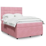 VidaXL Pat box spring cu saltea, roz, 140x200 cm, catifea 3292363