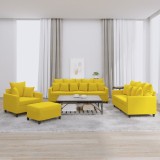 VidaXL Set de canapele cu perne, 4 piese, galben, catifea