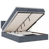 Cumpara ieftin Cadru de pat otoman cu saltea Gri inchis 140x190cm catifea