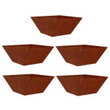 vidaXL Vază pentru Grădină 5 pcs Ruginit 35 x 35 x 15 cm 873809