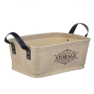Coș Depozitare Textil, Model Storage, M&amp;acirc;nere Negre, Bej, 33x22x13 cm foto