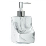 Dozator Săpun Lichid, Ceramic Marble, Suport Burete, Gri, 9x8.5x11.5 cm, Oem