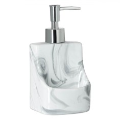 Dozator Săpun Lichid, Ceramic Marble, Suport Burete, Gri, 9x8.5x11.5 cm