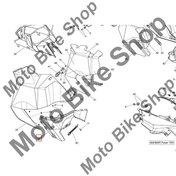 MBS Carena laterala inferioara SX Ski-Doo SUMMIT SPORT 800R PTEK XP, 2013, negru, Cod Produs: 517303673SK