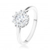 Inel de logodnă - argint 925, soare strălucitor din zirconiu transparent - Marime inel: 59