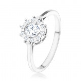 Inel de logodnă - argint 925, soare strălucitor din zirconiu transparent - Marime inel: 60