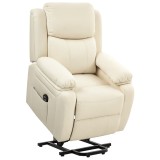 HOMCOM Fotoliu Rabatabil p&acirc;nă la 160&deg;, 76x90x105 cm, Alb Crem | Aosom Romania