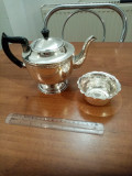 Lot un ceainic și o bomboniera, placate cu argint, vintage, proveniență Anglia