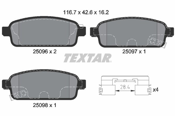 TEXTAR 2509606 Q+ set placute frana,frana disc