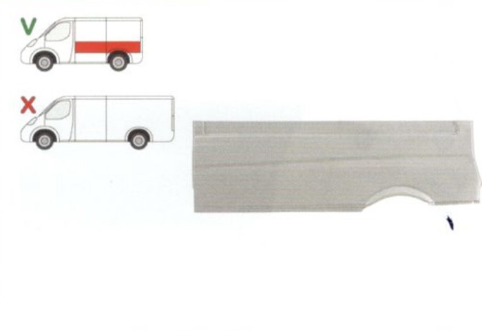 Panou reparatie lateral Mercedes Vito, Viano, 2004-2014 Partea Stanga, Lateral, pana la geam , Model SCURT