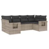 Cumpara ieftin Set canapele de gradina cu perne, 6 piese gri deschis poliratan