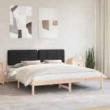 vidaXL Cadru de pat cu tăblie tapițată cu headboard Negru 200 x 200 cm 3405569