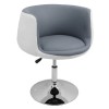 Scaun Frizerie Profesional Aby, Total Pro Beauty, Inlocuitor Piele, Alb + Gri, Reglabil 42-52cm, Diametru 45cm