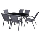 Set mobilier de terasa Antoine, masa si 6 scaune, Moonstone