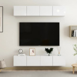 Dulapuri TV, 4 buc, alb extralucios 80x30x30 cm, lemn prelucrat GartenMobel Dekor, vidaXL