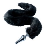 Dildo Metalic Long Tail Negru Argintiu 78cm, Diametru 4cm, Coada Artificiala, Black L