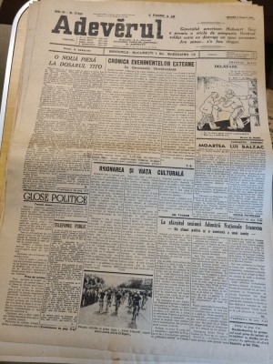 adevarul 5 august 1950-razboiul din coreea,ciclism,100 ani moartea lui balzac foto