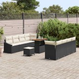 vidaXL Set de canapele pentru grădină cu pernă 11 pcs Negru și Crem