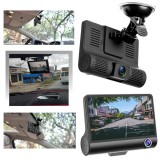 Camera Auto DVR Full HD 1080P cu 3 Camere Fata Spate Interior, Unghi 170&deg;, Ecran 4 Inch, G-Sensor, Inregistrare Bucla, Monitorizare Parcare