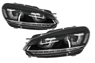 Faruri LED compatibil cu VW Golf 6 VI (2008-2013) Design Golf 7 3D U Design Semnal LED Dinamic HLVWG6U foto