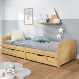 VidaXL Pat de zi cu 2 sertare &quot;IRUN&quot;, 90x200 cm, lemn masiv pin