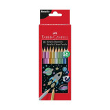 Creioane colorate 10 culori hexagonale, nuante metalizate, Faber Castell FC201583