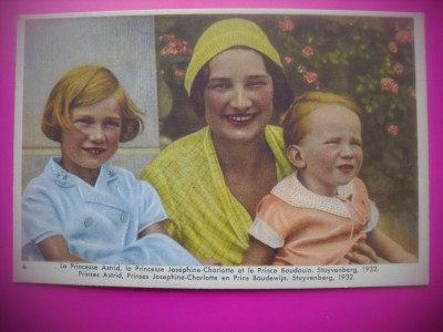 HOPCT 6365 CU PRINTESA CHARLOTTE SI PRINTUL BAUDOUIN -1932-REGINA ASTRID-FAMILIA REGALA BELGIA-CROMO LITHO-CIOCOLATA COTE D&amp;#039;OR foto