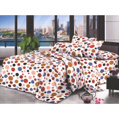 Lenjerie de pat pentru o persoana cu husa de perna patrata, Rishi, bumbac mercerizat, multicolor