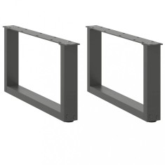 vidaXL Picioare pentru măsuță de cafea &icirc;n formă de U, 2 buc., antracit, 60x(30-31) cm, oțel 4013142